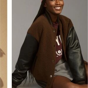 Chic Brown and Black Varsity Jacket